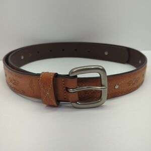 Dockers Embossed Tooled Belt Stitched And‎ Studded Belt #2228 Size Large